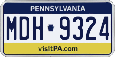 PA license plate MDH9324