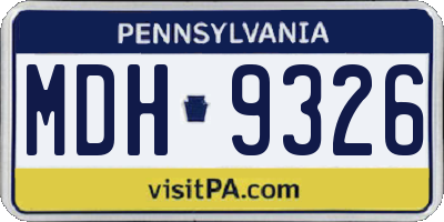 PA license plate MDH9326