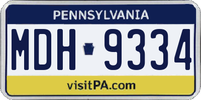 PA license plate MDH9334