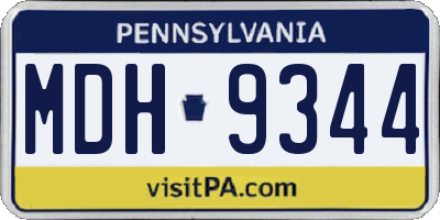 PA license plate MDH9344