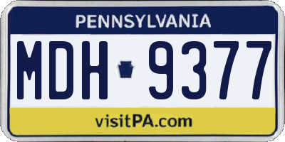 PA license plate MDH9377