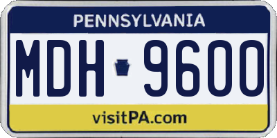 PA license plate MDH9600