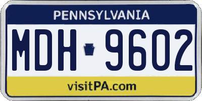 PA license plate MDH9602