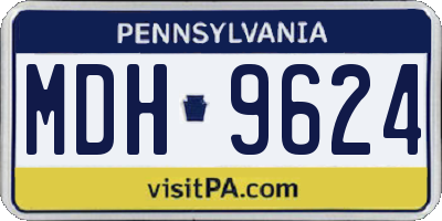PA license plate MDH9624
