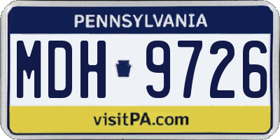 PA license plate MDH9726
