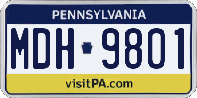 PA license plate MDH9801