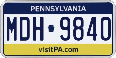 PA license plate MDH9840