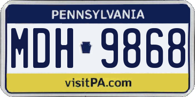 PA license plate MDH9868