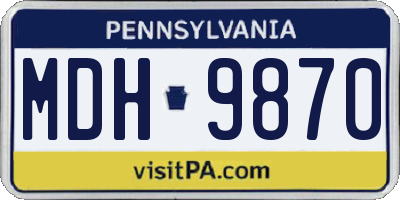 PA license plate MDH9870