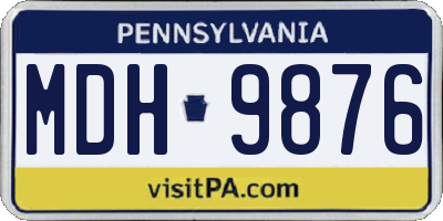 PA license plate MDH9876