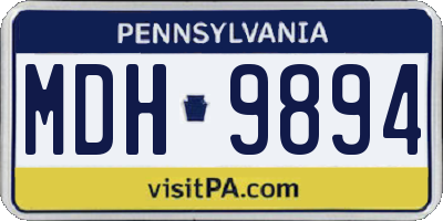 PA license plate MDH9894