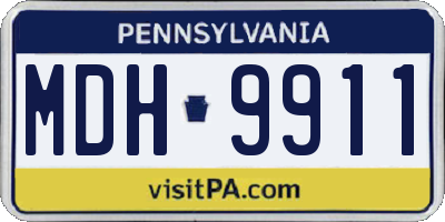PA license plate MDH9911
