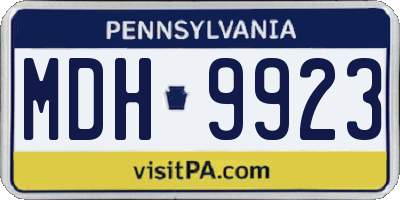 PA license plate MDH9923