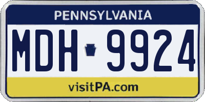 PA license plate MDH9924