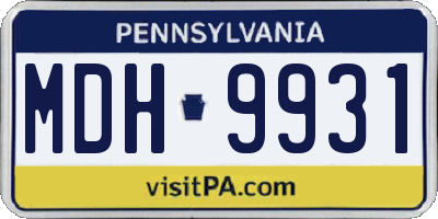 PA license plate MDH9931