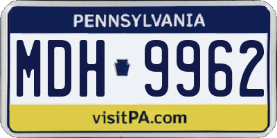 PA license plate MDH9962