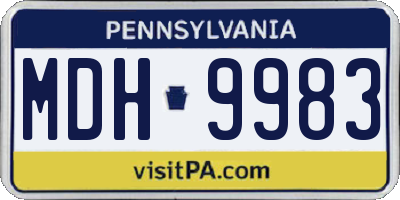 PA license plate MDH9983