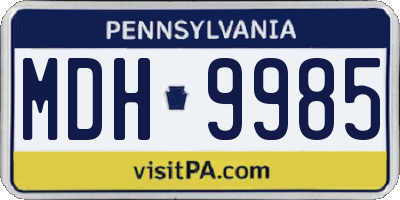 PA license plate MDH9985