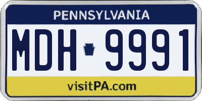 PA license plate MDH9991