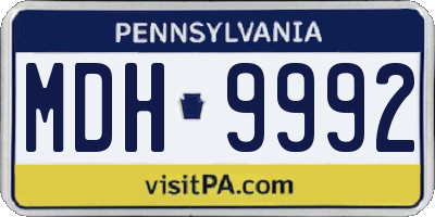 PA license plate MDH9992