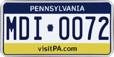 PA license plate MDI0072