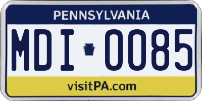 PA license plate MDI0085