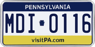 PA license plate MDI0116