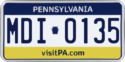 PA license plate MDI0135