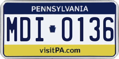 PA license plate MDI0136