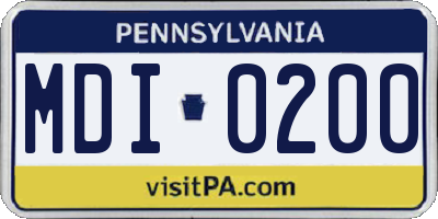 PA license plate MDI0200