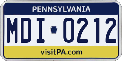 PA license plate MDI0212