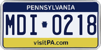 PA license plate MDI0218