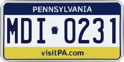 PA license plate MDI0231