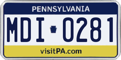 PA license plate MDI0281
