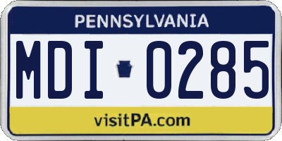 PA license plate MDI0285