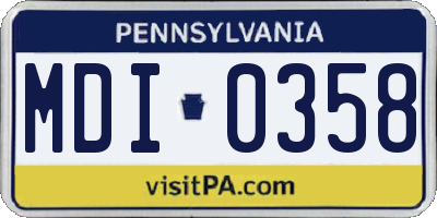 PA license plate MDI0358