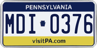 PA license plate MDI0376