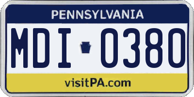 PA license plate MDI0380