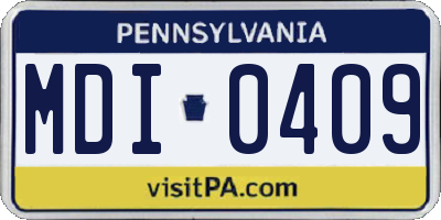 PA license plate MDI0409