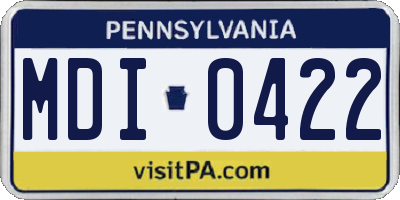 PA license plate MDI0422