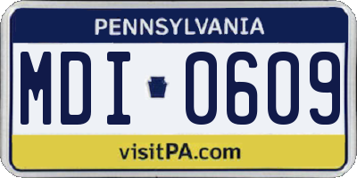 PA license plate MDI0609