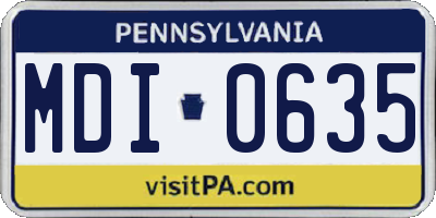 PA license plate MDI0635