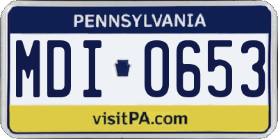 PA license plate MDI0653