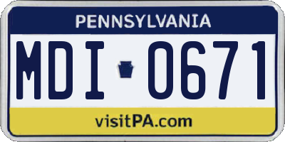 PA license plate MDI0671