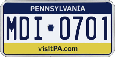 PA license plate MDI0701