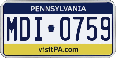 PA license plate MDI0759
