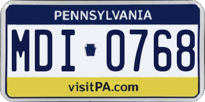 PA license plate MDI0768