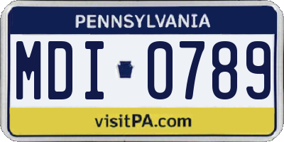 PA license plate MDI0789