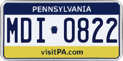 PA license plate MDI0822