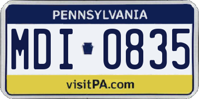 PA license plate MDI0835